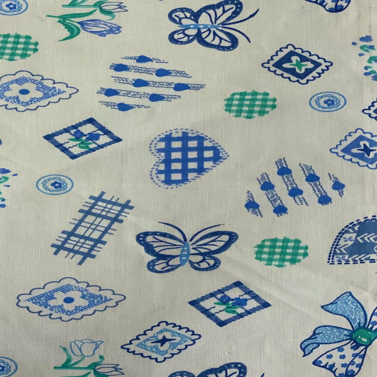 Baby Blue Butterfly Print Poly Cotton Fabric