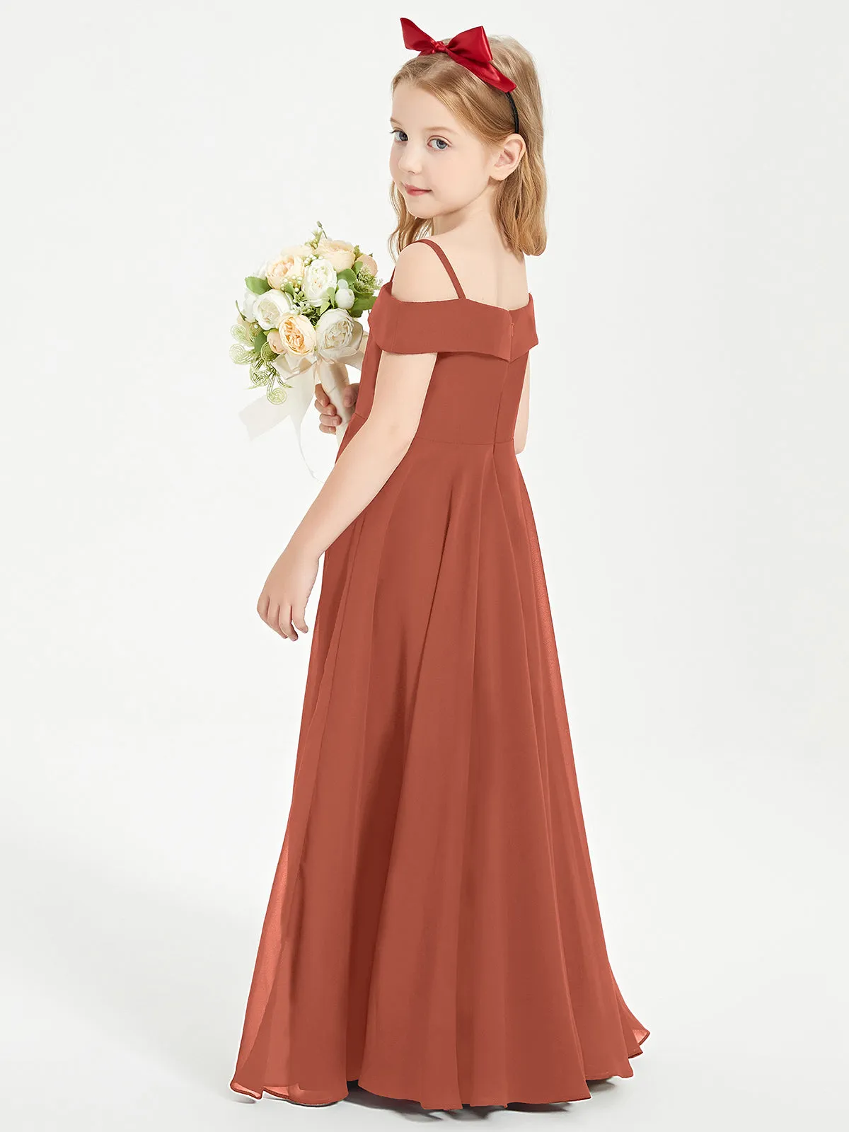 Chic Junior Bridesmaid Dresses Off the Shoulder Rust
