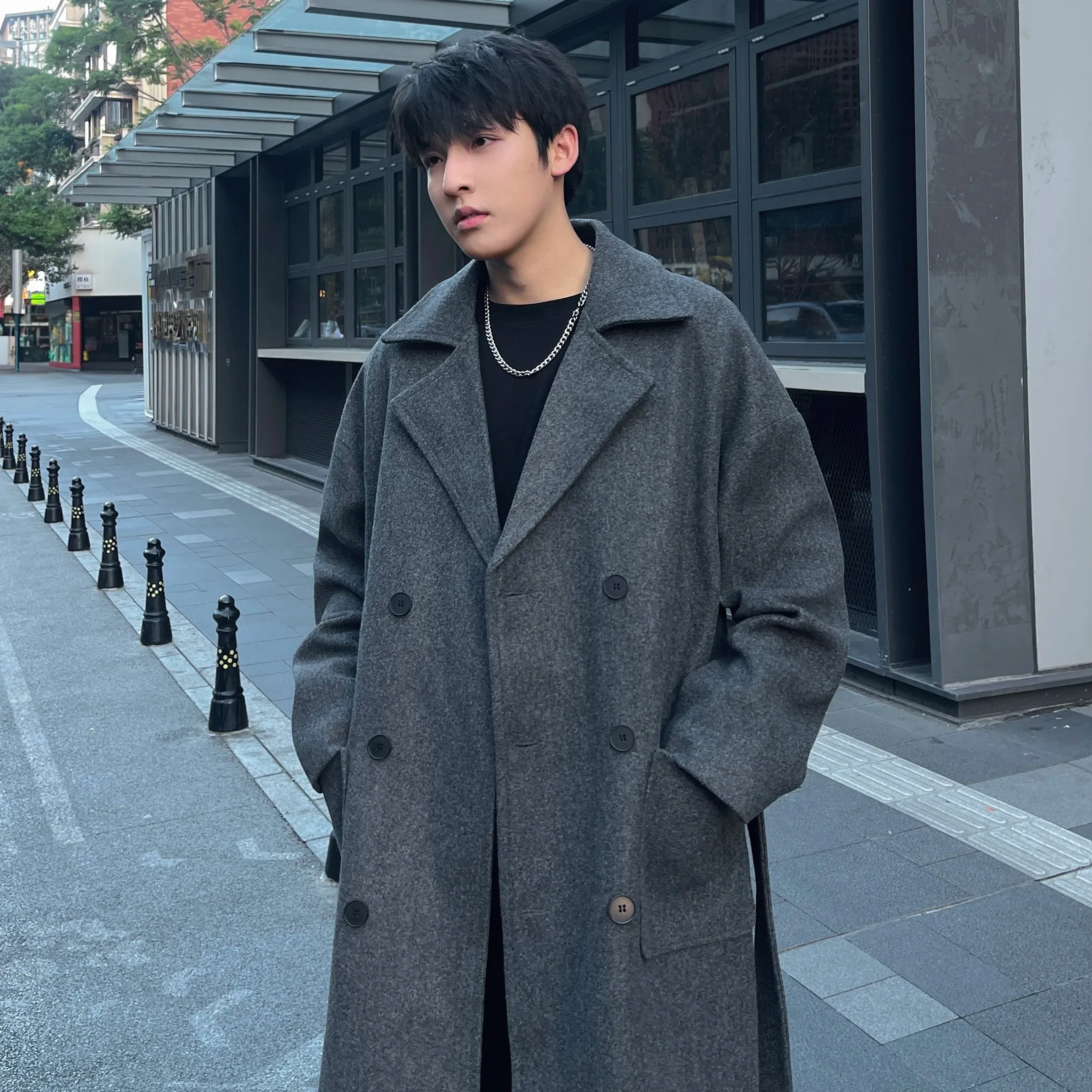 Chicmy-Long Coats for Men Woolen Jackets 2024 Winter Thicken Coat Trench Coats Korean Vintage Loose Heavy Jackets Men Leisure Overcoat