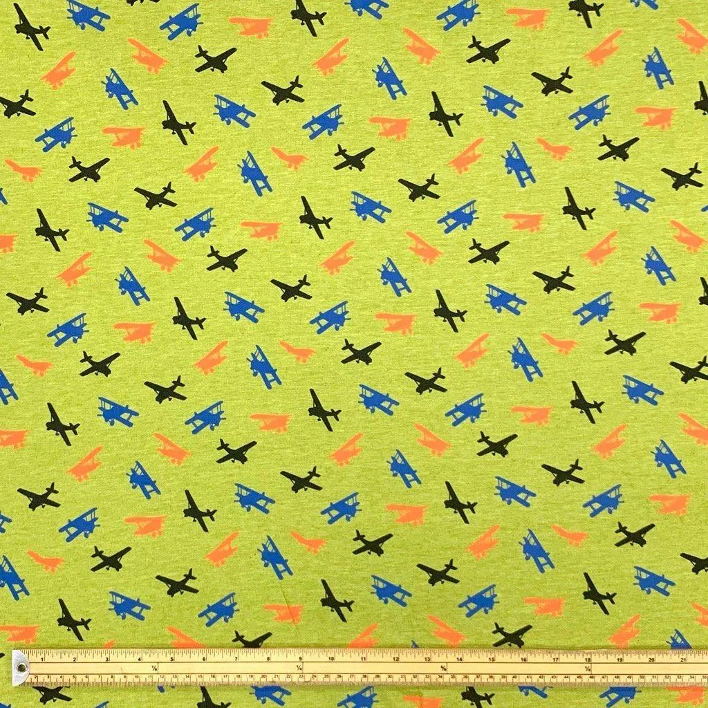 Colourful Aeroplane Cotton Jersey Fabric