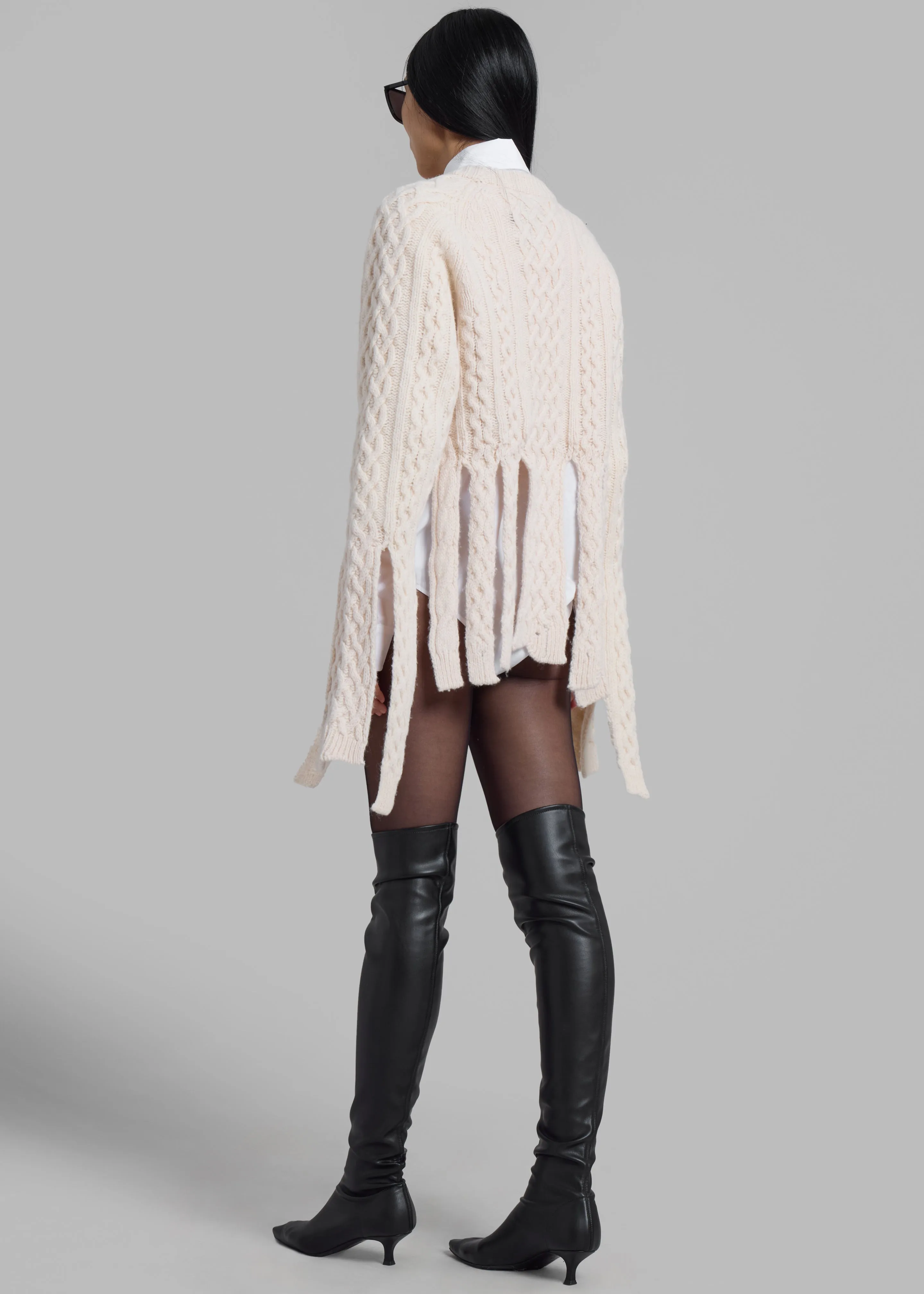 Coperni Shredded Knit Sweater - Beige